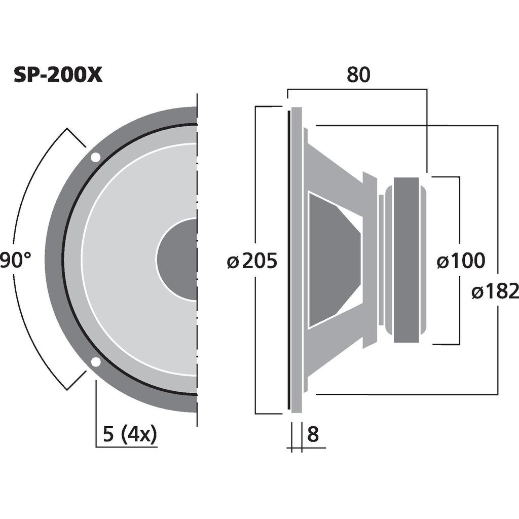 Monacor SP-200X 8'' bredbandshögtalare