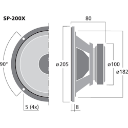 Monacor SP-200X 8'' bredbandshögtalare
