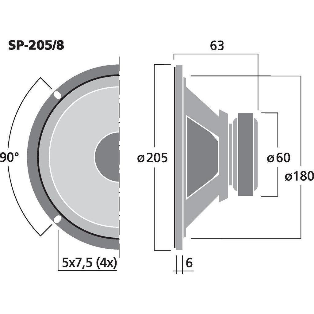 Monacor SP-205/8 8'' bredbandshögtalare