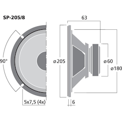 Monacor SP-205/8 8'' bredbandshögtalare