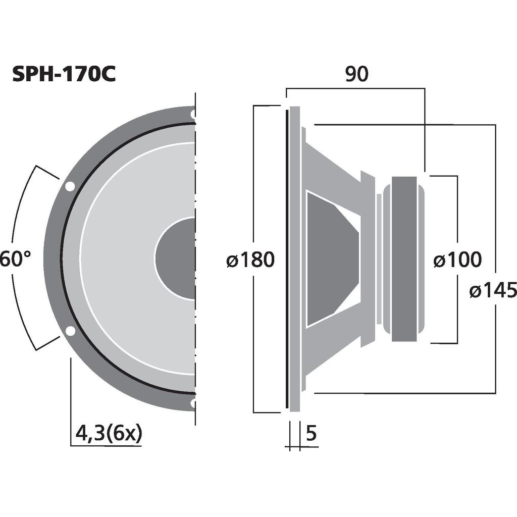 Monacor SPH-170C 6 1/2'' Bas/mellanregisterhögtalare