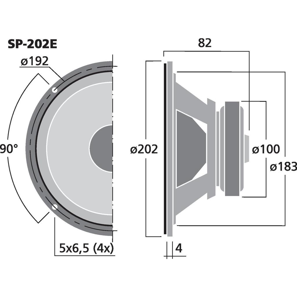 Monacor SP-202E 8'' Bas/mellanregisterhögtalare