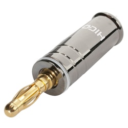 HICON HI-BM04-WHT Banankontakt, 1-pol, metall-, skruv-typ hankontakt, guldpläterade kontakt(er), rak, kromfärgad