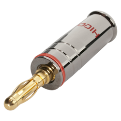 HICON HI-BM04-RED HICON Banankontakt, 1-pol, metall-, skruv-typ hankontakt, guldpläterade kontakt(er), rak, kromfärgad
