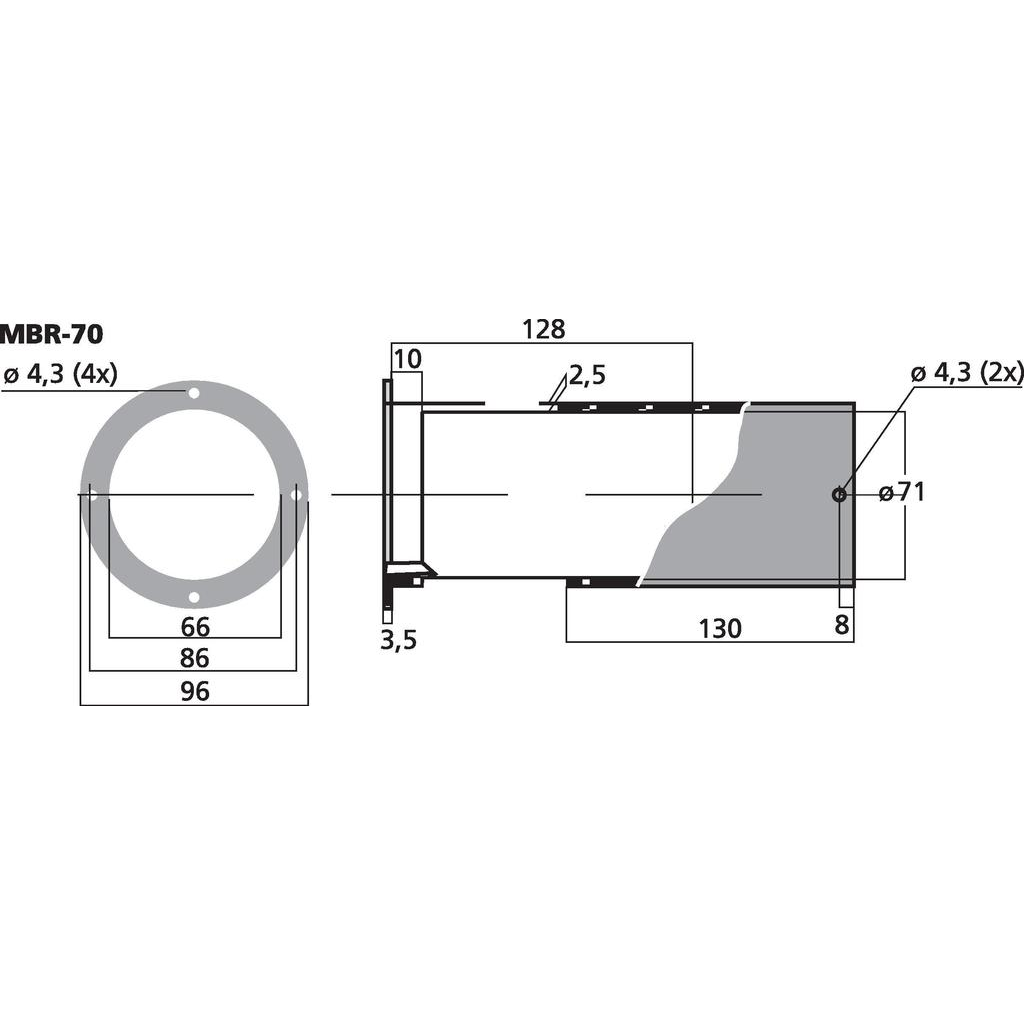 Monacor MBR-70 Basreflexrör 70mm