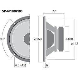 Monacor SP-6/100PRO 6 1/2'' bas/mellanregister högtalare