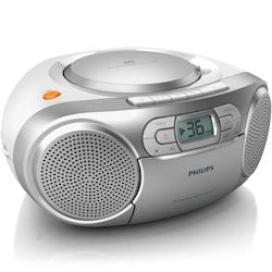 Philips AZ127 Boombox CD/FM-radio/Kassett Silver-grå