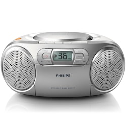 Philips AZ127 Boombox CD/FM-radio/Kassett Silver-grå