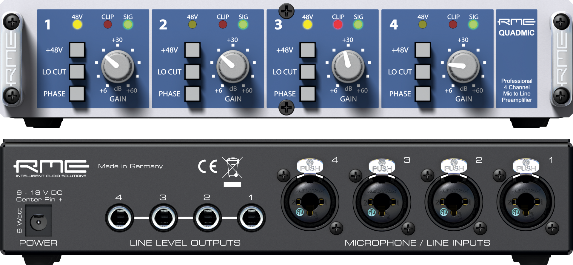 RME QUADMIC2, 4-channel, Class-A Mic/Line Preamp.