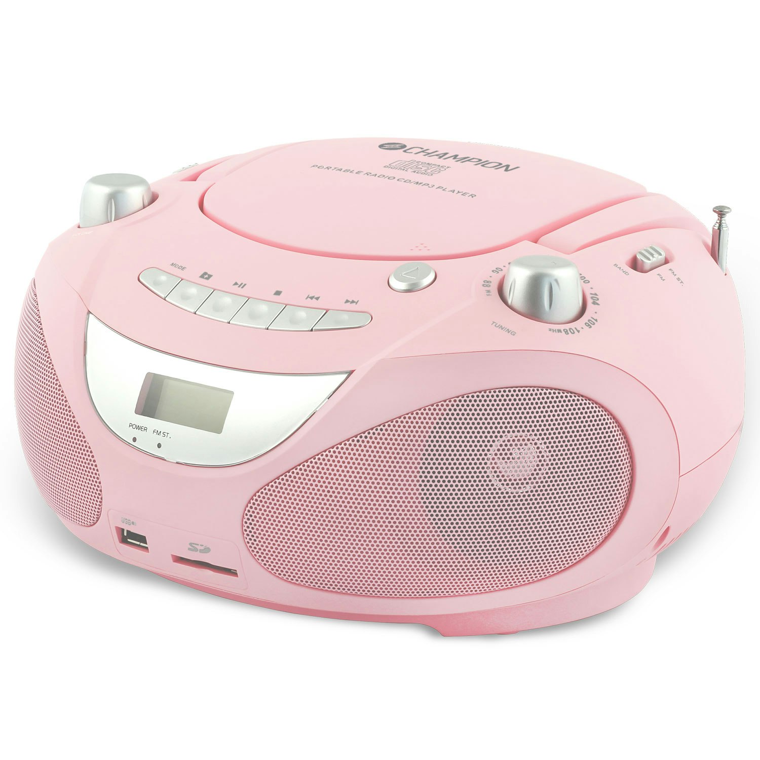 Champion ABB200P Boombox CD/Radio/MP3/USB Rosa