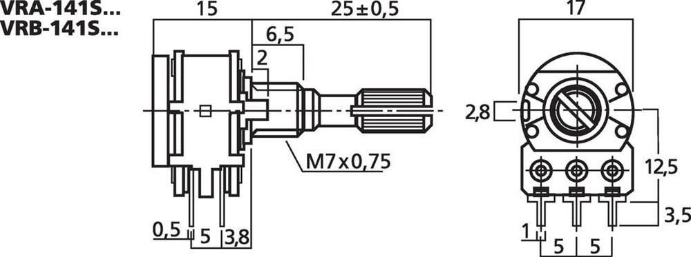 Monacor VRB-141S10 10Kohm, 0.2W, linjär