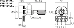 Monacor VRB-141M100 100Kohm, 0.2W, linjär