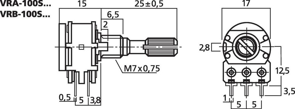 Monacor VRA-100S50 50Kohm, 0.2W, log