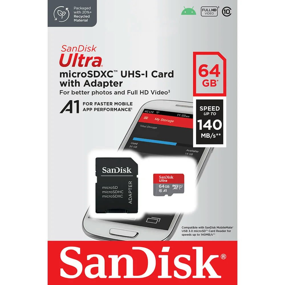 SANDISK MicroSDXC Mobil Ultra 64GB 140MB/s UHS-I Adapt