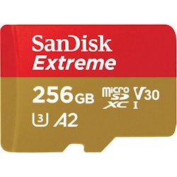 SANDISK MicroSDXC Extreme Adapter, Upp Till 190MB/s A2 C10 V30. Få extrema hastigheter för snabb överföring, app-prestanda och 4K UHD.