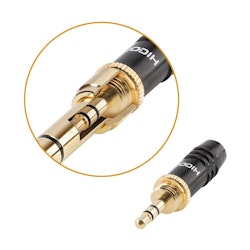 HICON Adapter | jack hane 6,3 mm stereo/Mini-jack hane 3,5 mm stereo rak, svart