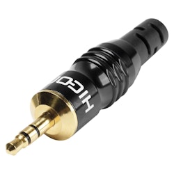 HICON HI-J35S02 (3,5 mm), 3-polig, metall-, löd-hane, guldpläterade kontakt(er), rak, svart