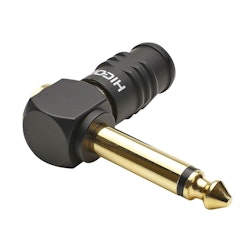 HICON HI-J63MA-SM (6,3 mm / 1/4") skruv & spel metall-skruv-typ-hankontakt, lödfritt stift, guldpläterad stift, 90° vinklad, svart