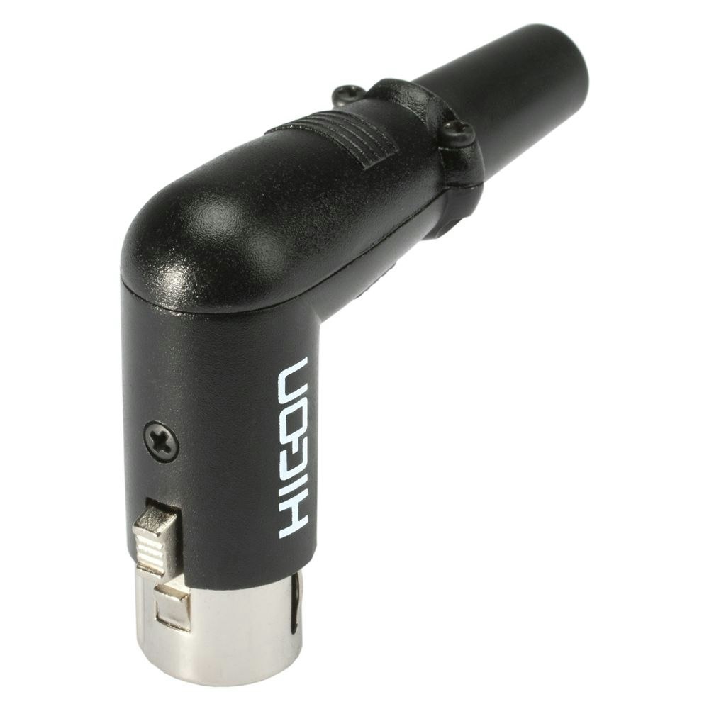 HICON HI-X3RF-M XLR, 3-polig, metall-, Lödhonkontakt, silverpläterade kontakt(er), vinklad, svart