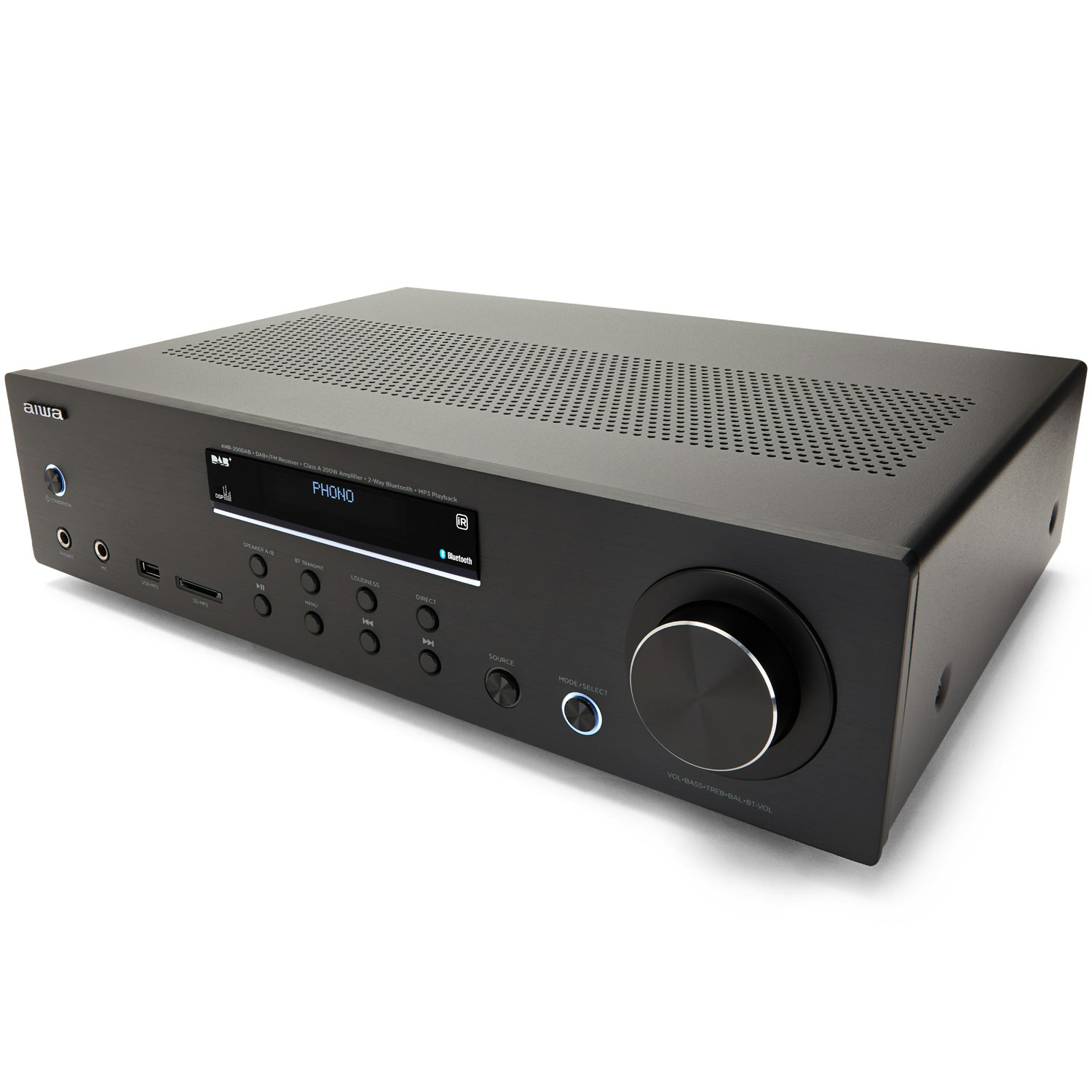 AIWA AMR-200DAB/BK Stereo-receiver med Bluetooth 2 x 100 Watt RMS @4Ohm