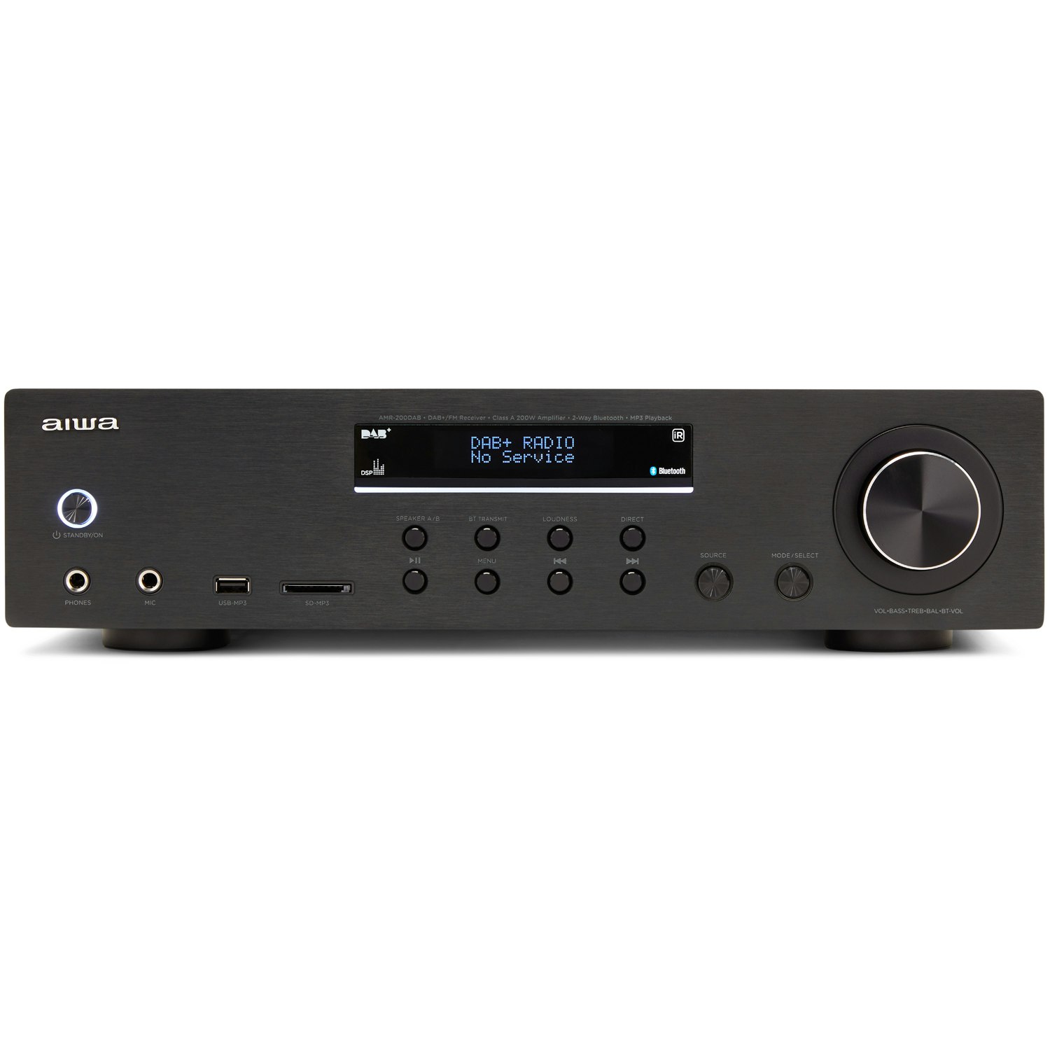AIWA AMR-200DAB/BK Stereo-receiver med Bluetooth 2 x 100 Watt RMS @4Ohm