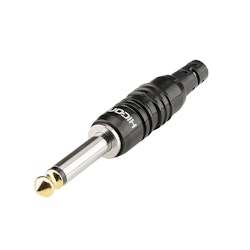 HICON HI-J63M07 jack (6,3 mm), 2-polig, metall-, löd-hankontakt, Goldtip-kontakt(er), rak, svart