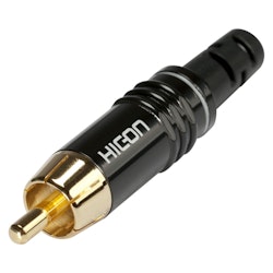 HICON HI-CM06-NTL RCA, 2-polig, metall-, lödning-hankontakt, guldpläterade kontakt(er), rak, svart