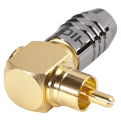 HICON HI-CMA01-BLK RCA, 2-polig, metall-, skruv-typ hankontakt, guldpläterade kontakt(er), vinklad, kromfärgad