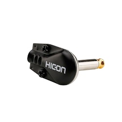 HICON HI-J63MA05 jack (6,3 mm) 2-polig metall-lödning-hankontakt, nickelpläterad med Goldtip-stift, vinklad/pannkaka, svart