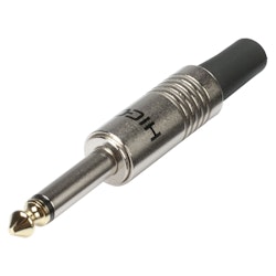 HICON HI-J63M01jack (6,3 mm) 2-polig metall-crimp-hankontakt, nickelpläterad med Goldtip-stift, rak, kromfärgad