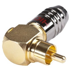 HICON HI-CMA01-RED RCA, 2-polig, metall-, skruv-typ hankontakt, guldpläterade kontakt(er), vinklad, kromfärgad