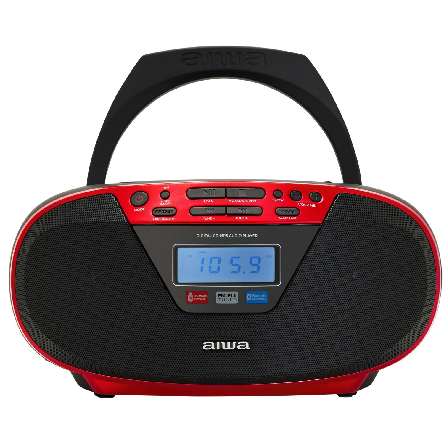 AIWA BBTU-400RD Radio med CD-spelare och Bluetooth Röd