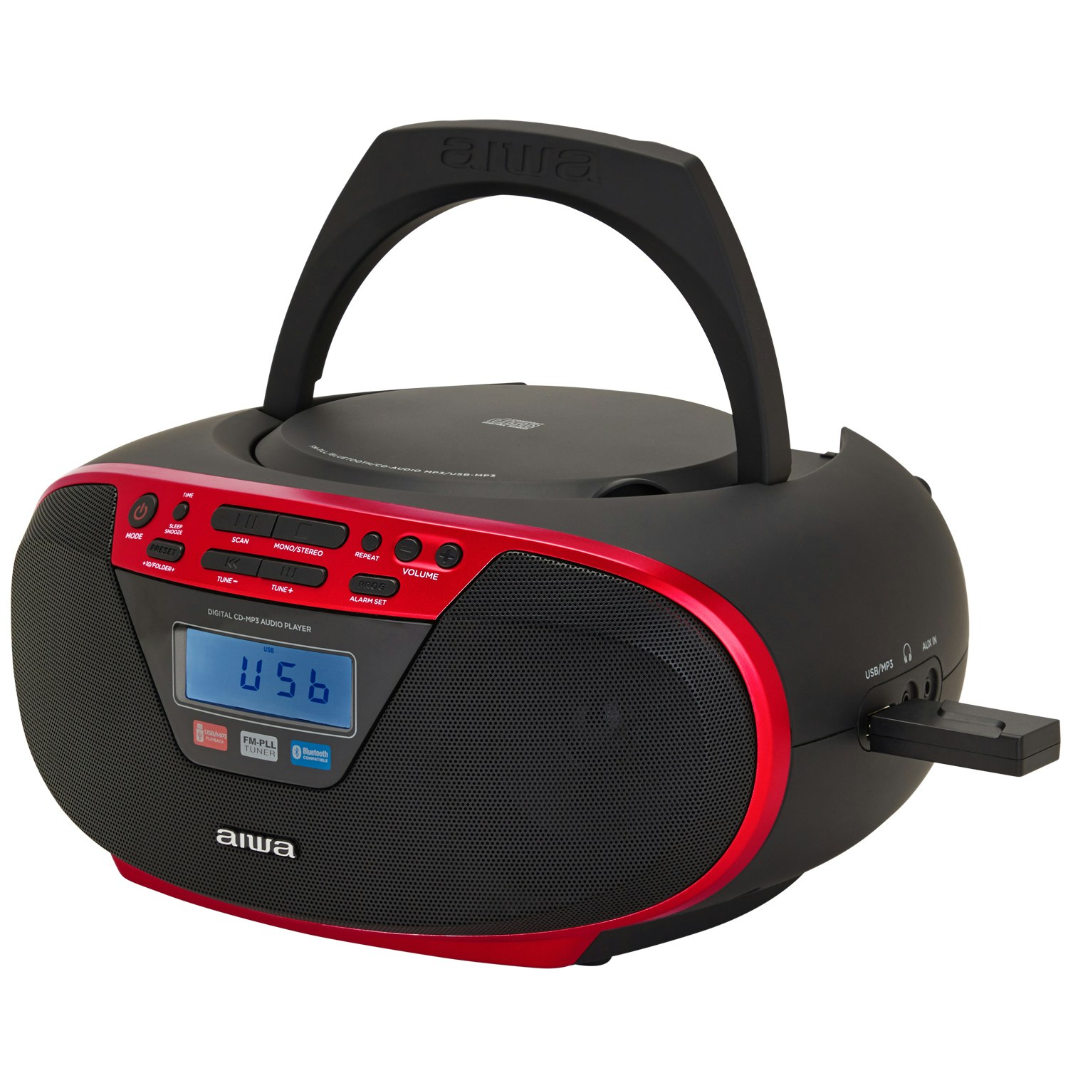 AIWA BBTU-400RD Radio med CD-spelare och Bluetooth Röd