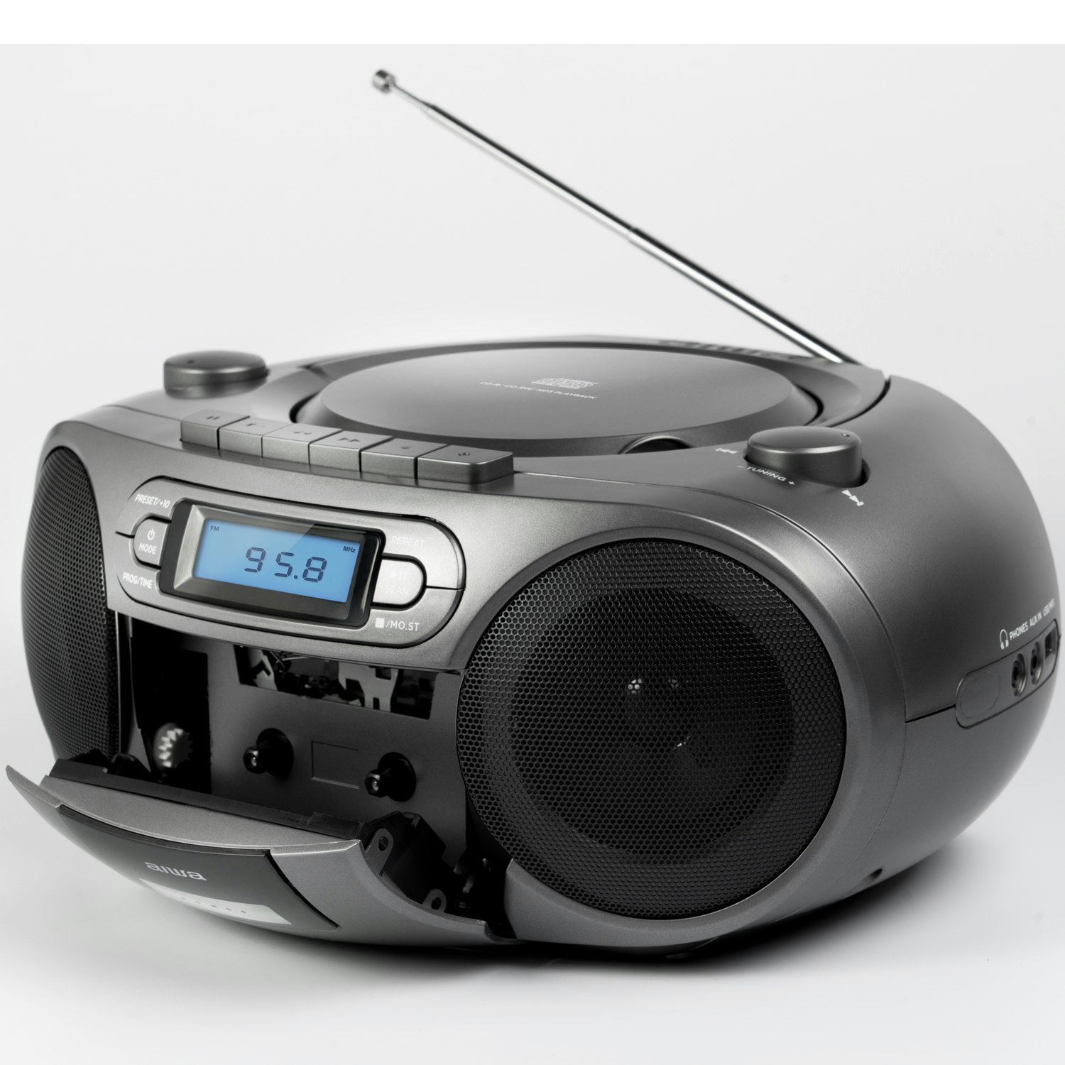 AIWA BBTC-550MG Kassettradio CD/FM-radio/Kassettband/USB/BT Mörkgrå