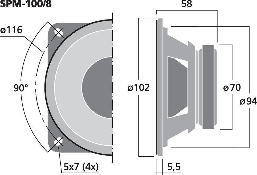 Monacor SPM-100/8 4", 25Wrms, 8ohm