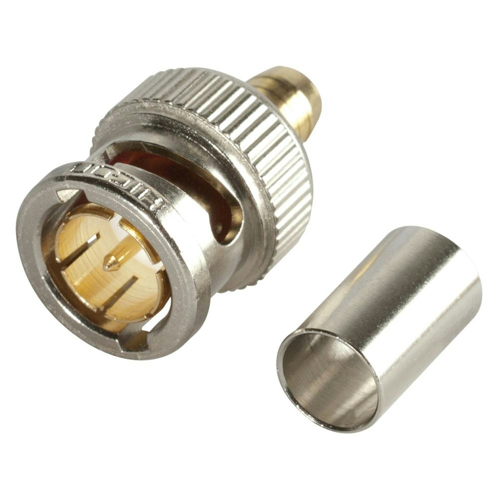 HICON BNC1.2/5.0HD (75ohm) 3G-SDI crimp-hane-kontakt, rak, nickel