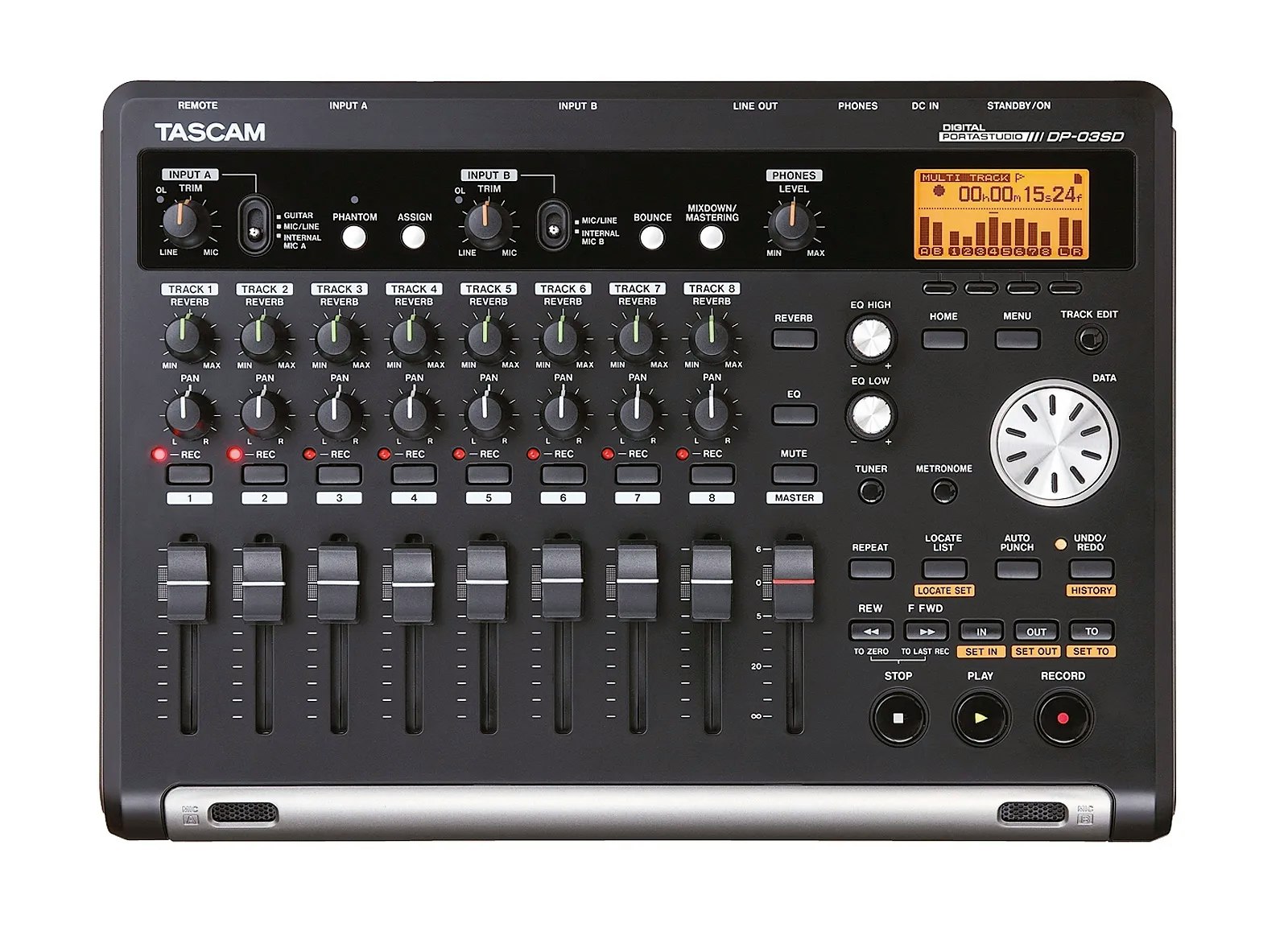 Tascam DP-03SD 8-track digital Portastudio användande av SD