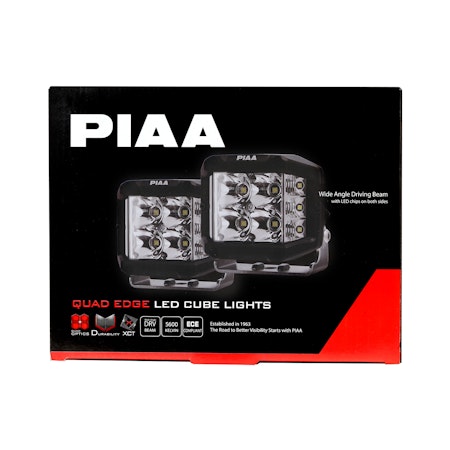 PIAA 4″ 5600K 24W Quad Edge LED Cube Wide Driving Lights Kit (ECE)