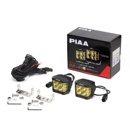 PIAA 4″ 2500K Yellow Quad Edge LED Cube Wide Driving Lights Kit