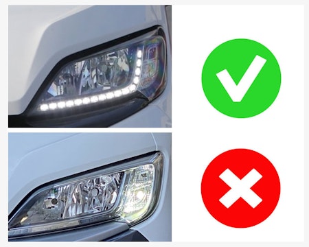 FULL LED strålkastare Fiat Ducato från 2014 Svart med ORIGINAL LED-STRIP (Litec Innovations)