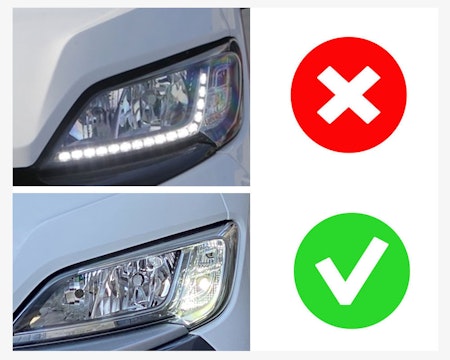 FULL LED strålkastare Fiat Ducato från 2014 Svart med ORIGINAL HALOGEN varselsljus (Litec Innovations)
