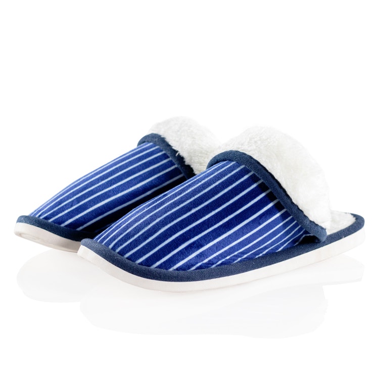 Hausschuhe Blau (gestreift)