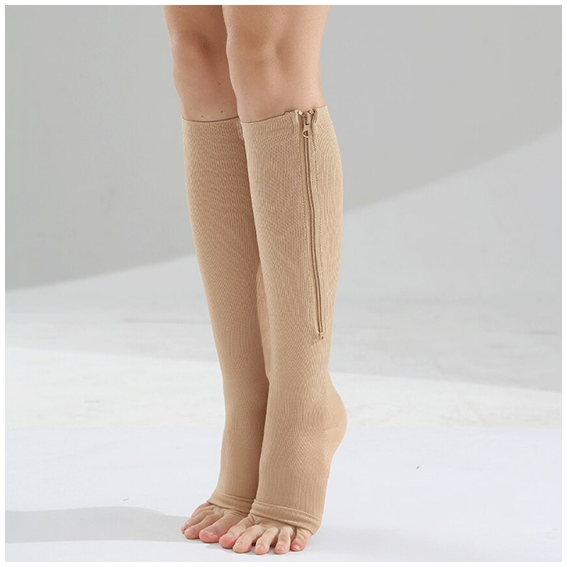 Kompressionsstrümpfe mit Reißverschluss (Beige)