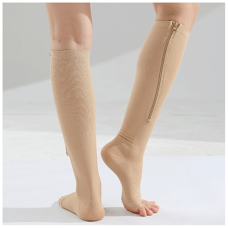 Kompressionsstrümpfe mit Reißverschluss (Beige)