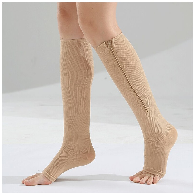Kompressionsstrümpfe mit Reißverschluss (Beige)