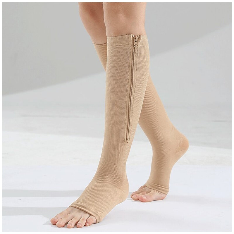 Kompressionsstrümpfe mit Reißverschluss (Beige)