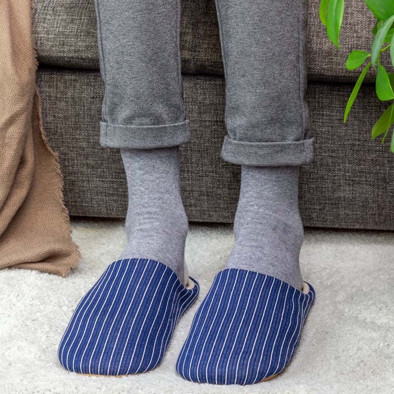 Gestreifte Pantoffeln (Blau)