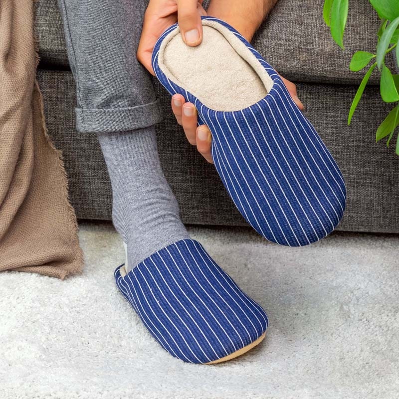 Gestreifte Pantoffeln (Blau)