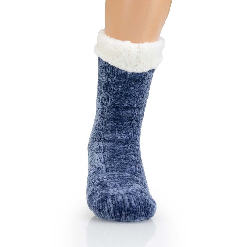 Gefütterte Socken mit Anti-Rutsch-Schutz (Blau)