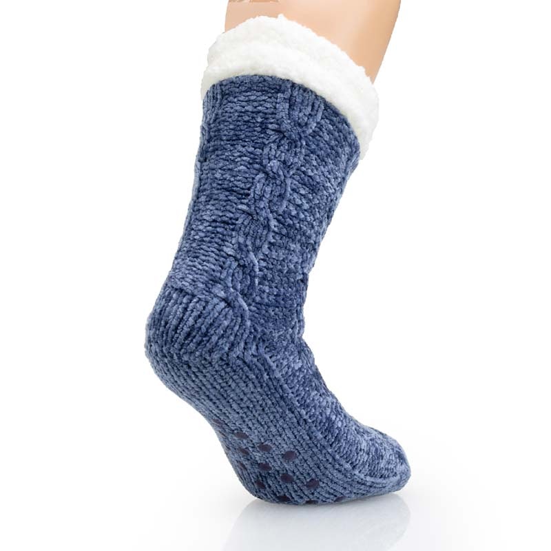 Gefütterte Socken mit Anti-Rutsch-Schutz (Blau)